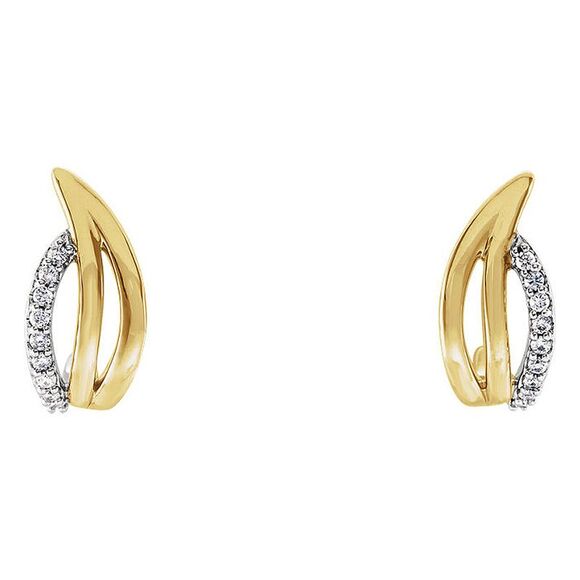 6 x 14mm 14k Two-Tone Gold 1/10 CTW (G-H, I1) Diamond Freeform J-Hoops - Picture 2 of 3